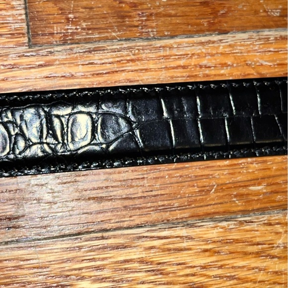 NWOT Talbots genuine leather belt black croc veritable collection boys medium - Picture 2 of 10